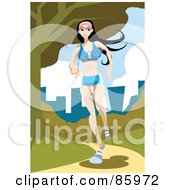 Poster, Art Print Of Caucasian Woman Jogging On A Park Path