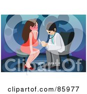 Royalty Free RF Clipart Illustration Of A Male Doctor Assisting A Sick Woman by mayawizard101