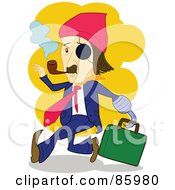 Poster, Art Print Of Caucasian Pirate Businessman With A Hook Eye Patch And Pipe