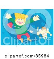 Royalty Free RF Clipart Illustration Of A Blond Man Being Struck With Cupids Arrow by mayawizard101