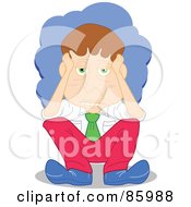 Royalty Free RF Clipart Illustration Of A Stressed Businessman Rubbing His Temples by mayawizard101