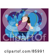 Royalty Free RF Clipart Illustration Of A Fat Woman Jumping Rope Over Purple And Blue