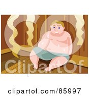 Royalty Free RF Clipart Illustration Of A Fat Man Sweating In A Steam Room by mayawizard101