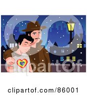 Poster, Art Print Of Gay Couple Walking Through A City On A Snowy Night
