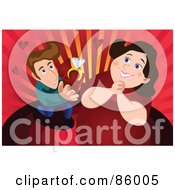 Royalty Free RF Clipart Illustration Of A Thin Man Proposing To Hs Chubby Girlfriend