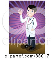 Royalty Free RF Clipart Illustration Of A Male Doctor Standing And Waving by mayawizard101