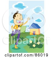 Happy Businessman Waving While Leaving Home