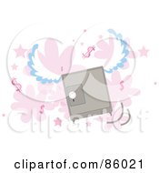 Royalty Free RF Clipart Illustration Of A Winged Safe Flying Over Pink Flowers Stars And Dollar Symbols by mayawizard101