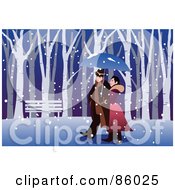 Poster, Art Print Of Happy Couple Enjoying A Winter Stroll Through A Park