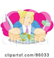 Royalty Free RF Clipart Illustration Of A Blond Businessman Dining On Money by mayawizard101