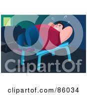 Royalty Free RF Clipart Illustration Of A Fat Man Doing Situps On A Bench