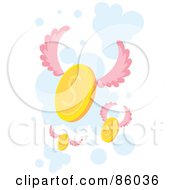 Poster, Art Print Of Golden Coins With Pnk Wings