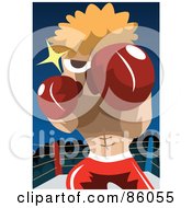 Poster, Art Print Of Blond Boxer Punching For A Knock Out