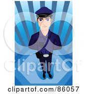Poster, Art Print Of Young Male Cop Standing With His Hands Behind His Back