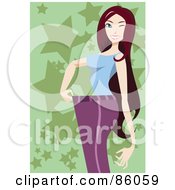 Royalty Free RF Clipart Illustration Of A Slender Woman Displaying The Extra Space In Her Fat Pants by mayawizard101