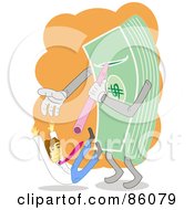 Royalty Free RF Clipart Illustration Of Cash Sucking A Man Up Through A Straw by mayawizard101