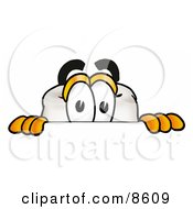 Tooth Mascot Cartoon Character Peeking Over A Surface