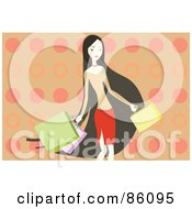Royalty Free RF Clipart Illustration Of A Woman With Very Long Hair Carrying Shopping Bags by mayawizard101