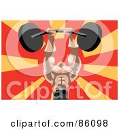 Royalty Free RF Clipart Illustration Of A Professional Strong Man Holding A Barbell Above His Head