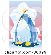 Poster, Art Print Of Lonely Chubby Penguin By An Iceberg