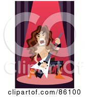 Royalty Free RF Clipart Illustration Of A Male Rocker Playing A Guitar On Stage by mayawizard101