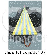 Poster, Art Print Of Blue And Yellow Umbrella In A Storm