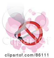 Royalty Free RF Clipart Illustration Of A Smoking Cigarette Through A Prohibition Sign by mayawizard101