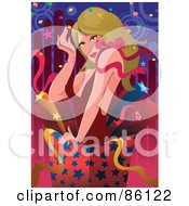 Poster, Art Print Of Sexy Woman Popping Out Of A Box Of Stars