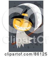 Royalty Free RF Clipart Illustration Of A Pumpkin Grim Reaper With A Scythe