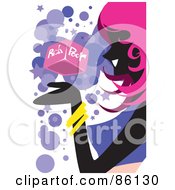 Royalty Free RF Clipart Illustration Of A Pink Haired Woman Viewing A Rich Or Poor Block