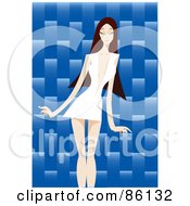 Royalty Free RF Clipart Illustration Of A Slender Brunette Woman In A Low Cut White Dress by mayawizard101