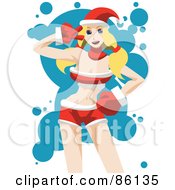 Poster, Art Print Of Hot Christmas Blond Pinup Woman