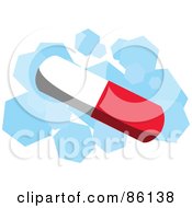 Royalty Free RF Clipart Illustration Of A Red And White Pill Over Blue And White by mayawizard101