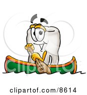 Clipart Picture Of A Tooth Mascot Cartoon Character Rowing A Boat