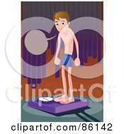 Royalty Free RF Clipart Illustration Of A Slender Man Standing On A Weight Scale