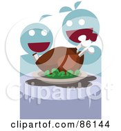 Poster, Art Print Of Two Hungry People Ready To Eat A Turkey Meal