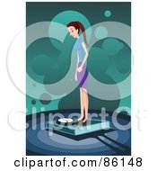 Poster, Art Print Of Slender Woman Standing On A Weight Scale