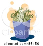 Royalty Free RF Clipart Illustration Of A Trash Can Full Of Dollar Symbols by mayawizard101