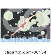 Poster, Art Print Of Female Swimmer Diving Into A Pool