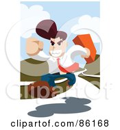Poster, Art Print Of Determined Businessman Running On A White Path