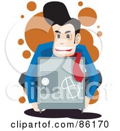 Poster, Art Print Of Businessman Holding A Safe With A Dollar Symbol