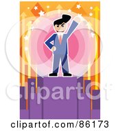 Poster, Art Print Of Victorious Businessman Standing On A Podium