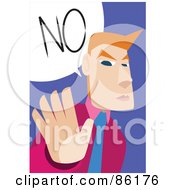 Royalty Free RF Clipart Illustration Of A Red Haired Businessman Holding His Hand Out And Saying No