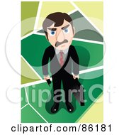 Poster, Art Print Of Mad Businessman Holding A Briefcase And Looking Up