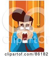 Frustrated Business Man Screaming Under Orange Arrows