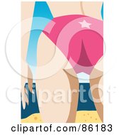 Poster, Art Print Of Closeup Of A Womans Butt In A Pink Bikini On A Beach