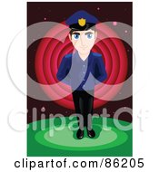 Poster, Art Print Of Young Police Offer Standing With His Hands Behind His Back