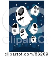 Poster, Art Print Of Floating Spooky Ghosts Over A Cemetery