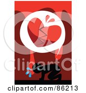 Royalty Free RF Clipart Illustration Of A Crying Man On His Knees Under A Bloody Broken Heart by mayawizard101