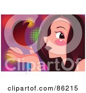 Royalty Free RF Clipart Illustration Of A Brunette Woman With A Heart Hovering Above Her Hand by mayawizard101